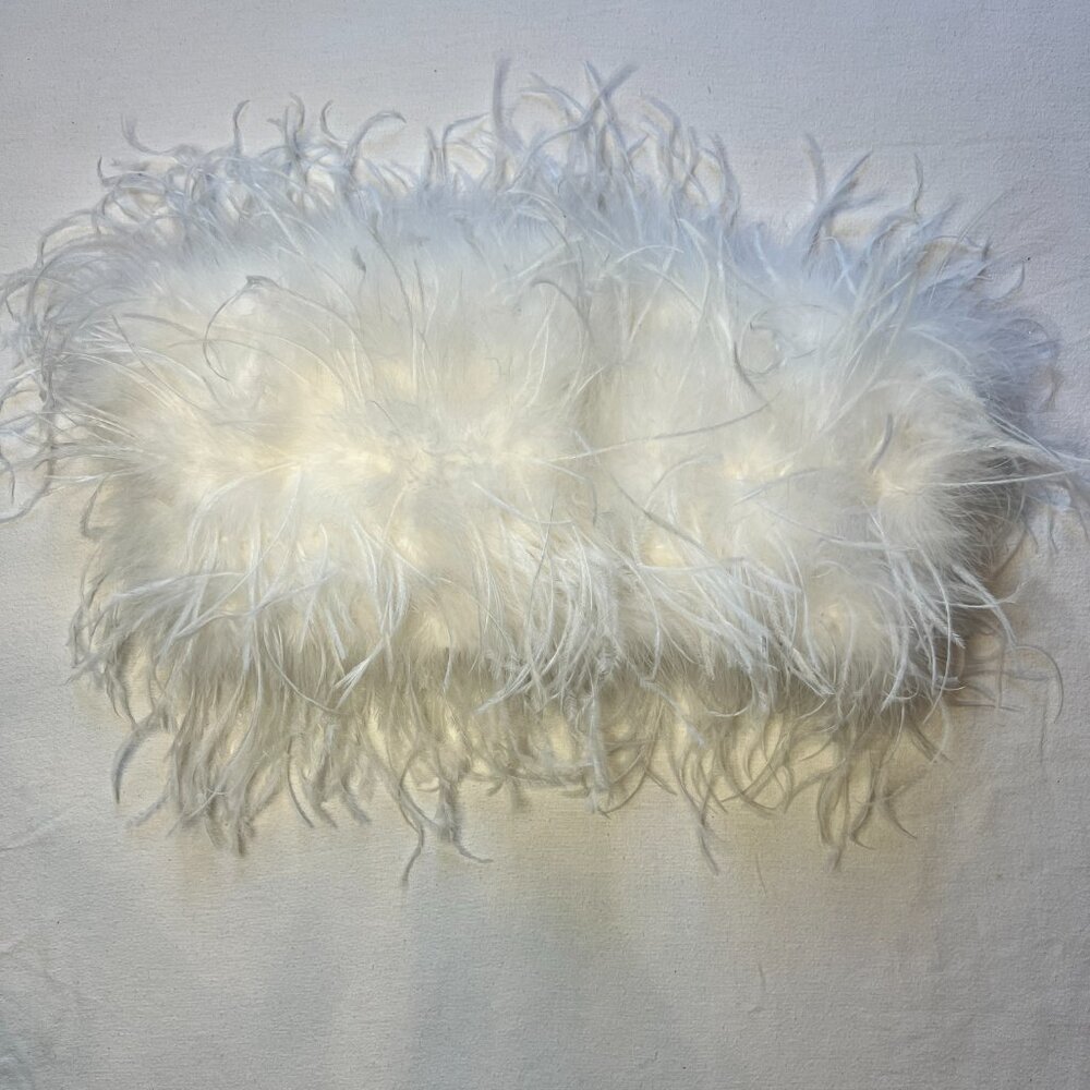 LAMARQUE Feather Bustier‎ Zaina White Cropped Strapless Top Size Large - Picture 2 of 9